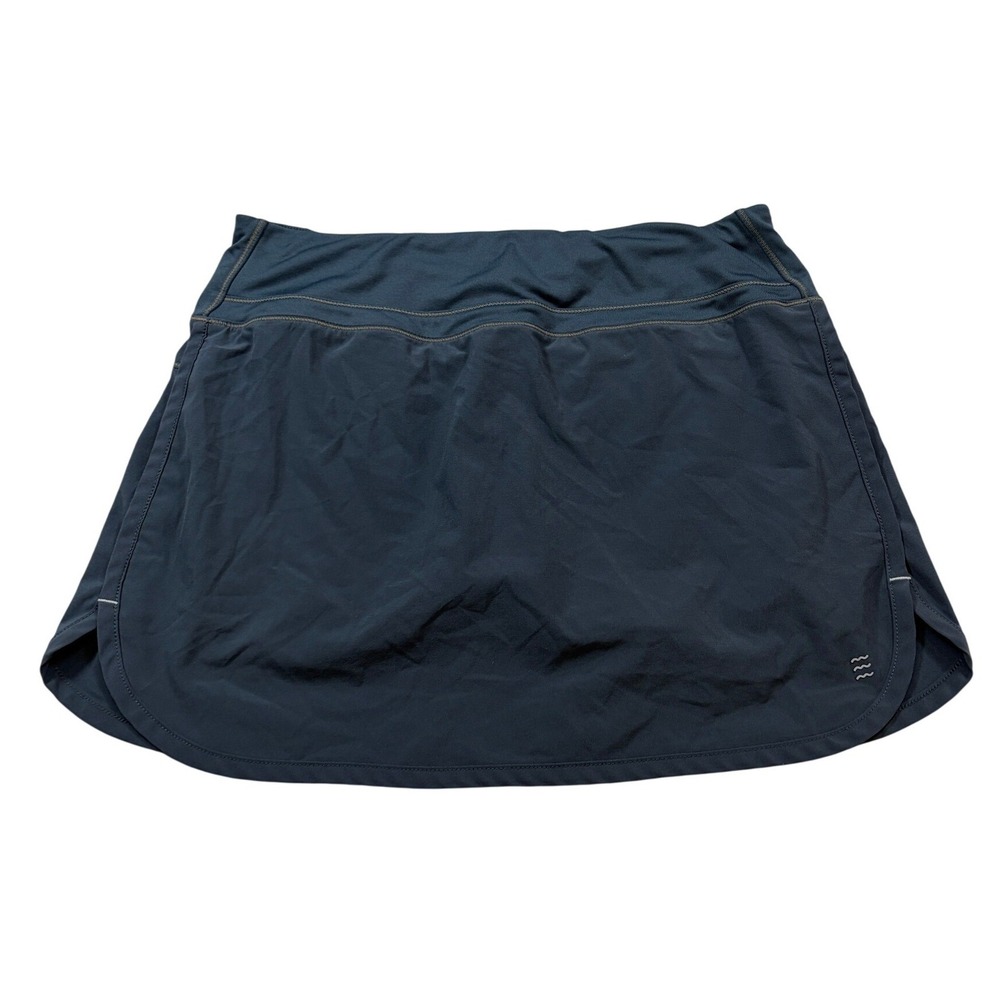 Free Fly Bamboo Skort Blue Gray Active Hiking Skirt Rear Zip Pocket Womens M